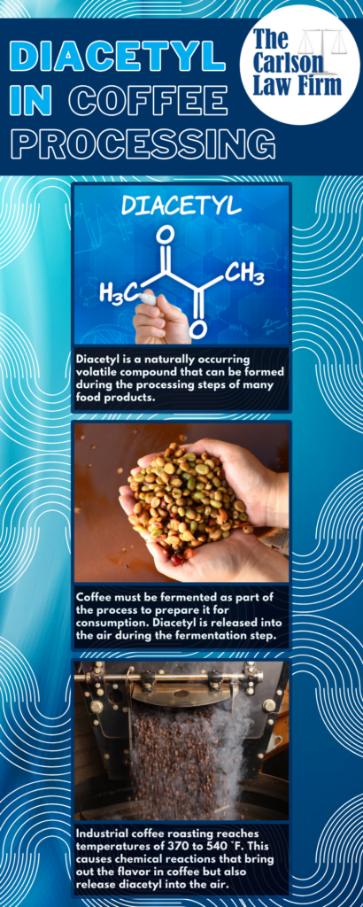 Diacetyl is a chemical present in the coffee roasting process.