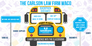 The Carlson Law Firm's 2025 Backpack Giveaway in Waco