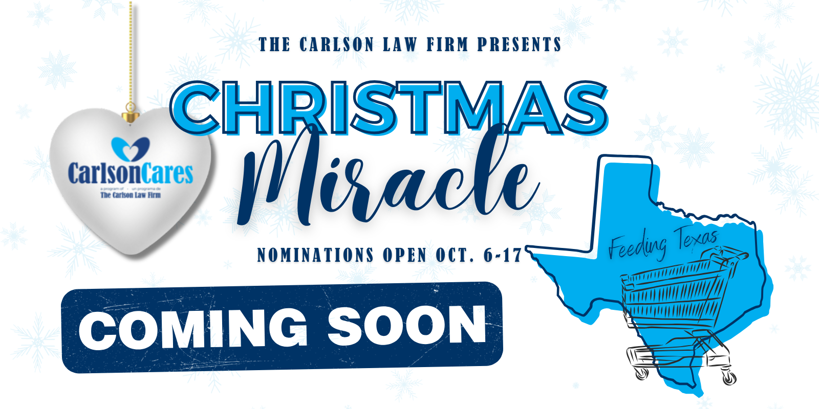 Carlson's Christmas Miracle, Feeding Texas Families, support charitable organizations, Christmas Giveaway, free food for a year