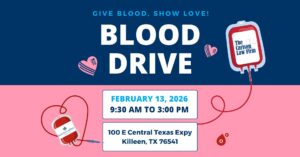 Winter 2026 blood drive at personal injury law firm, Carlson Law Firm