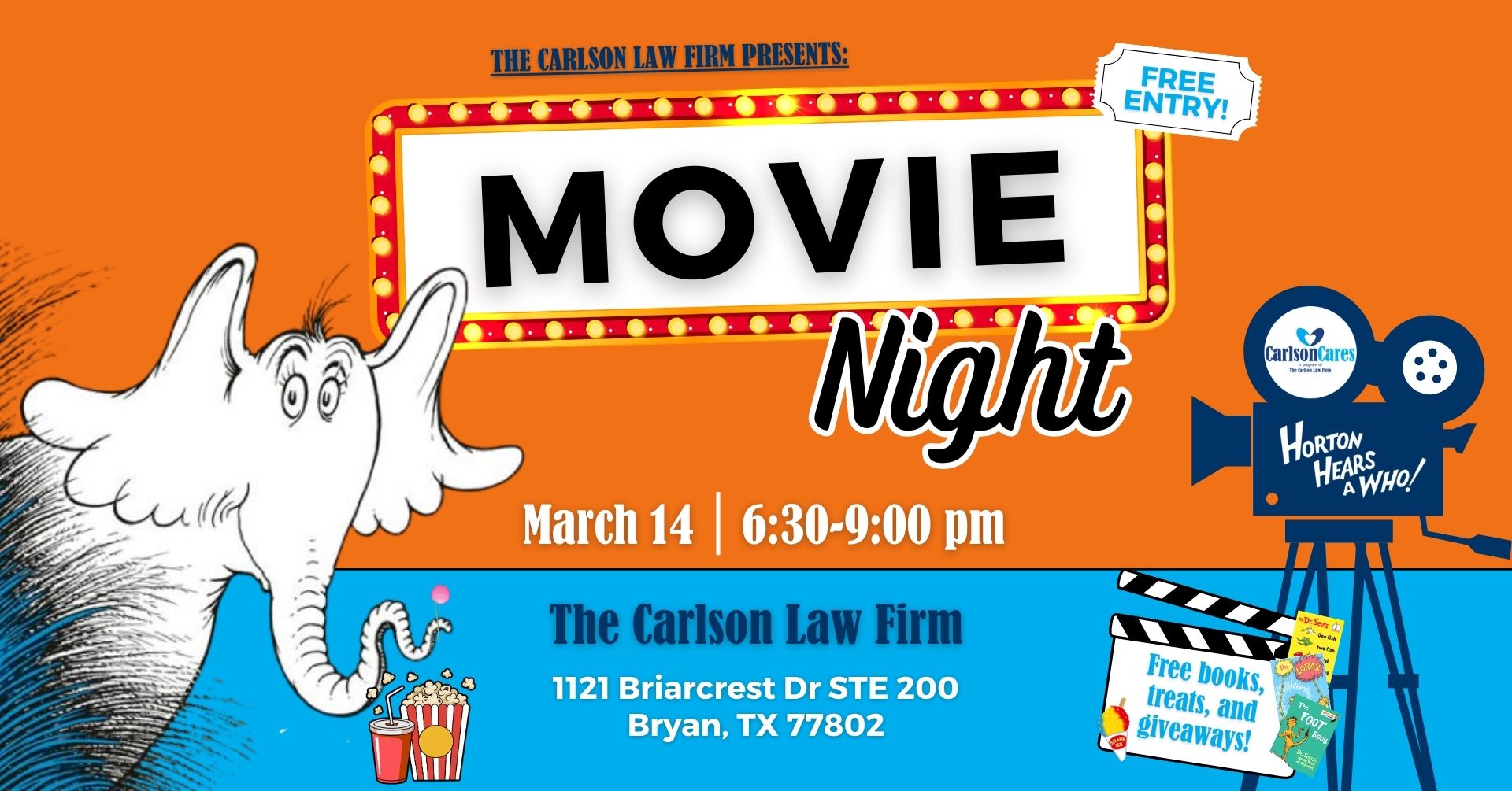 Carlson Cares Bryan Movie Night March 14