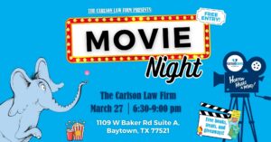 Carlson Cares Baytown movie night March 27