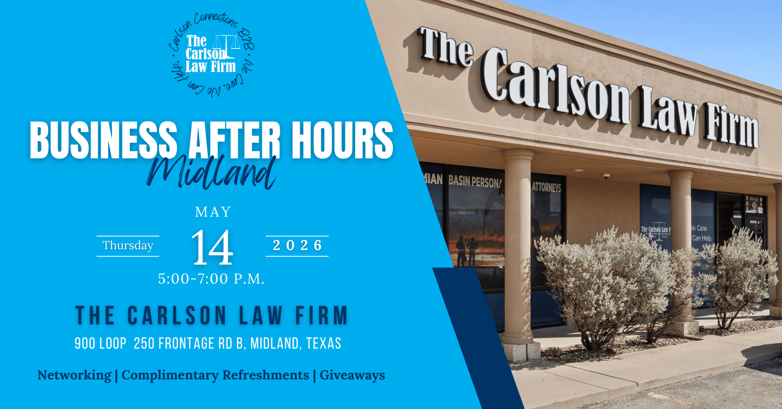 2026 Midland networking event, The Midland Business After Hours will be hosted with the Midland Chmaber of Commerce and open to new and established entrepreneurs