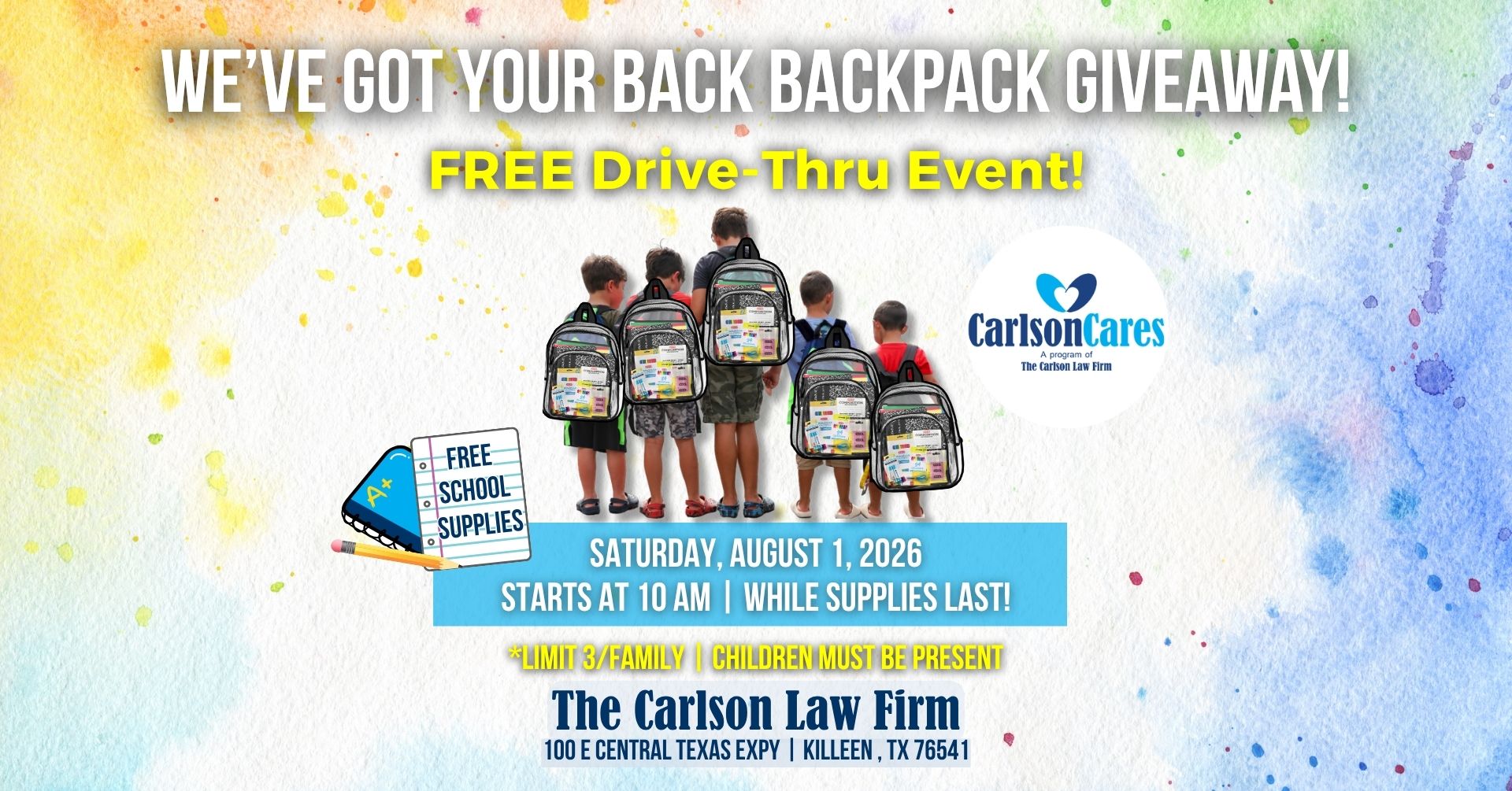 Killeen Backpack Giveaway 2026