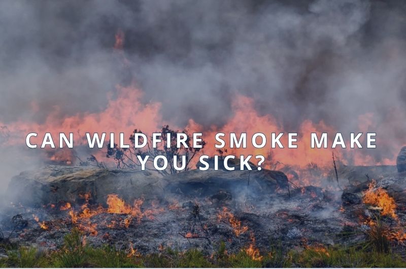 Wildfire smoke creating hazy air conditions over a community.