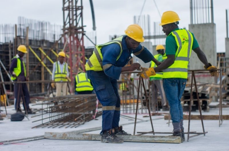 Construction workers at a site.