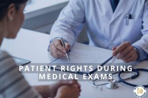 Patient discussing medical examination and healthcare rights with a doctor.