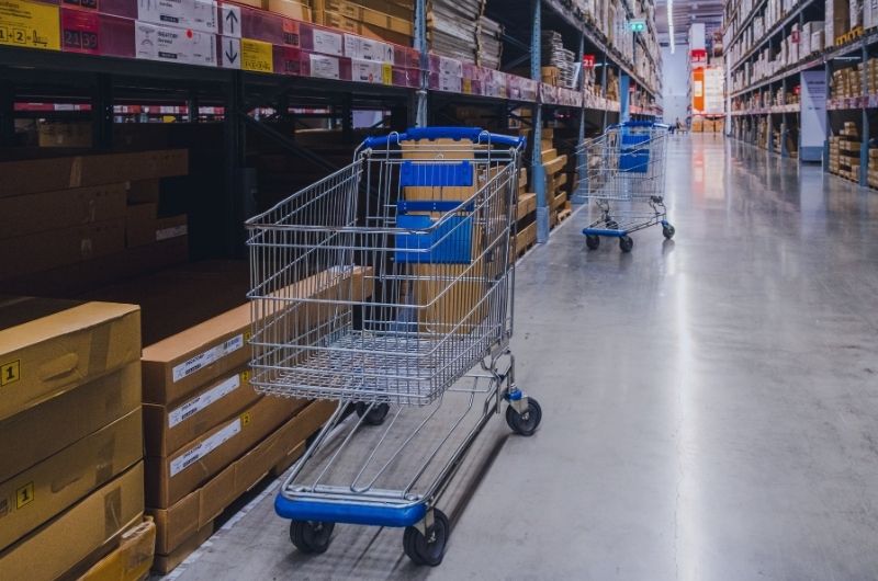 Store aisle hazard that may contribute to a slip and fall accident.