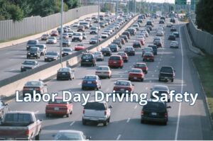 Heavy holiday traffic traveling along a highway during Labor Day weekend.