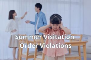 Parent arguing during a child custody exchange related to summer visitation order violations in Texas.