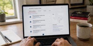 Person researching where to file for divorce in Texas after moving