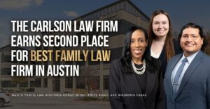 The Carlson Law Firm earned second place for Best Family Law Firm in the 2026 Best of Austin competition serving the Austin community.