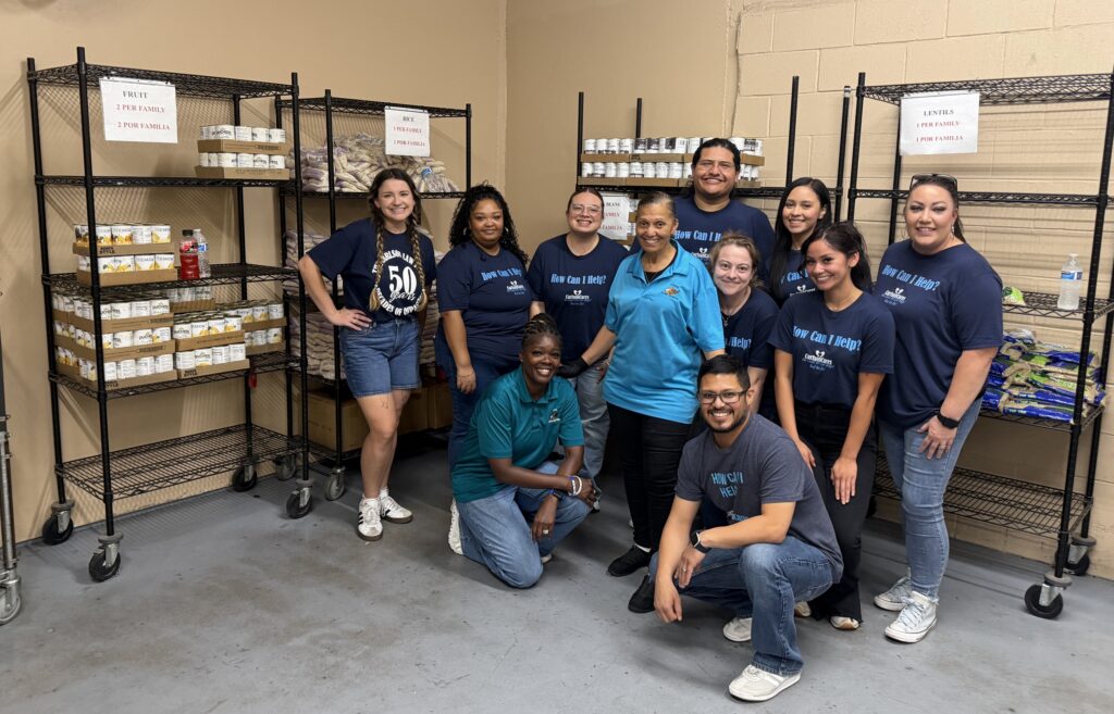 Carlson Cares volunteers with Killeen Food Care Center staff during the August volunteer day.