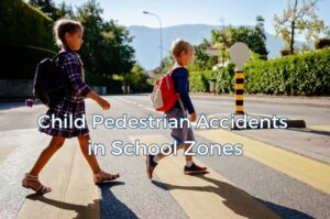 Children crossing a street in a school zone.