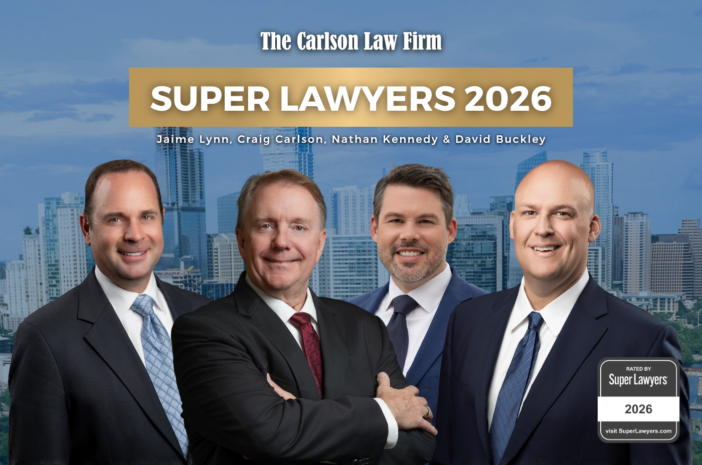 18 Carlson Law Firm attorneys recognized by Super Lawyers in 2026.