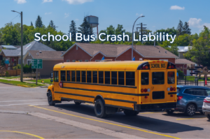 School bus traveling through traffic on a roadway.