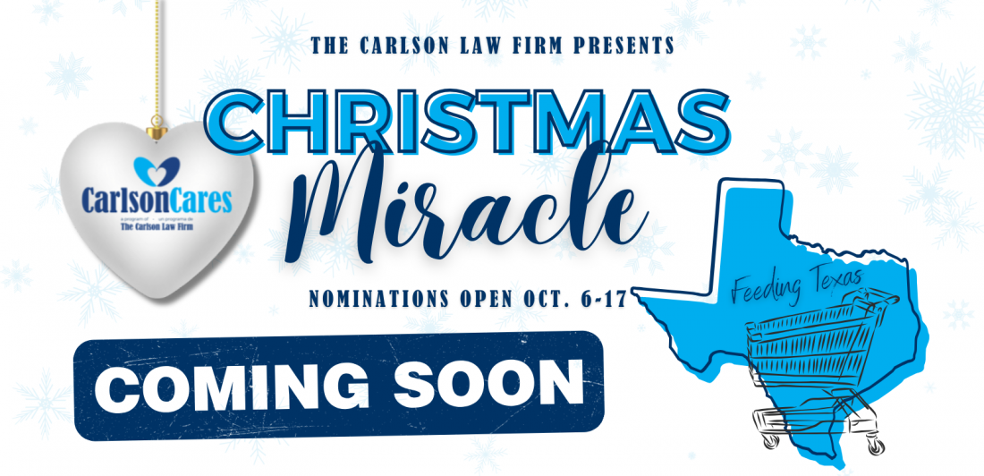 Carlson's Christmas Miracle, Feeding Texas Families, support charitable organizations, Christmas Giveaway, free food for a year