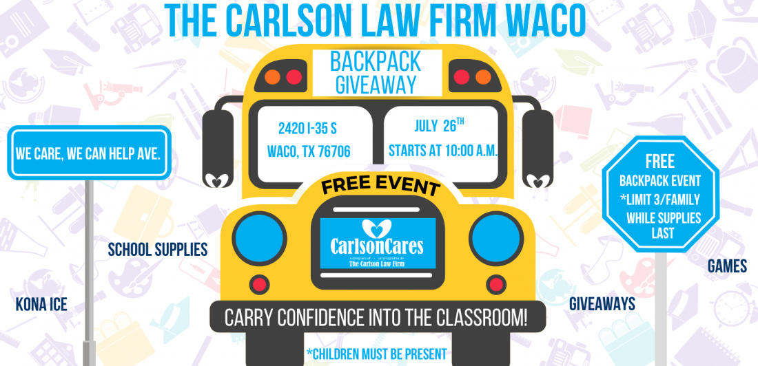 The Carlson Law Firm's 2025 Backpack Giveaway in Waco