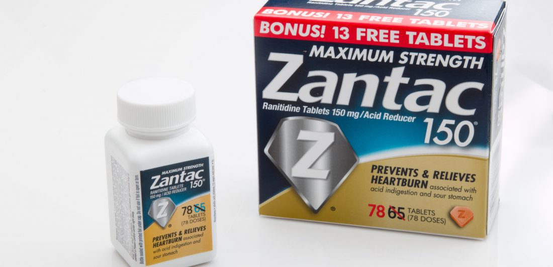 PENSACOLA, FL – March 11, 2017: Zantac 150 is a popular OTC medi Image of box and bottle of zantac
