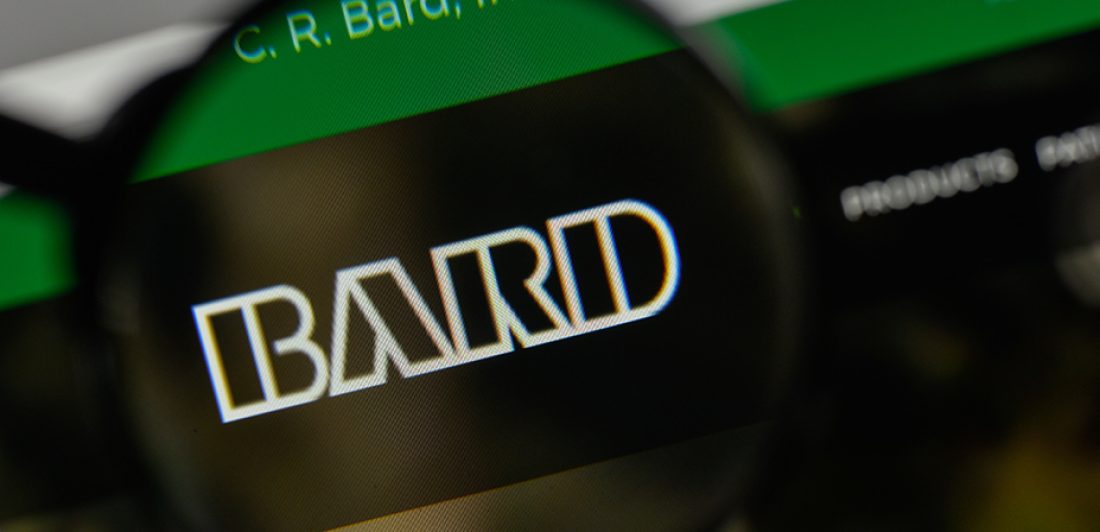Milan, Italy – August 10, 2017: C.R. Bard logo on the website ho Image of Bard website logo being viewed through a magnifying glass
