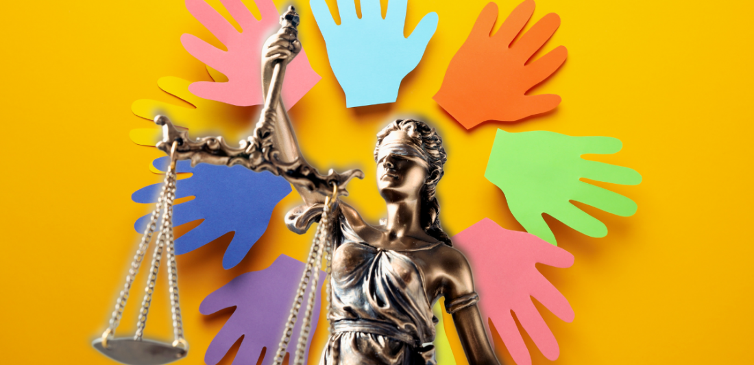 Blog-Highest-Verdict-for-Sexual-Assault Image of hand cutouts and lady justice