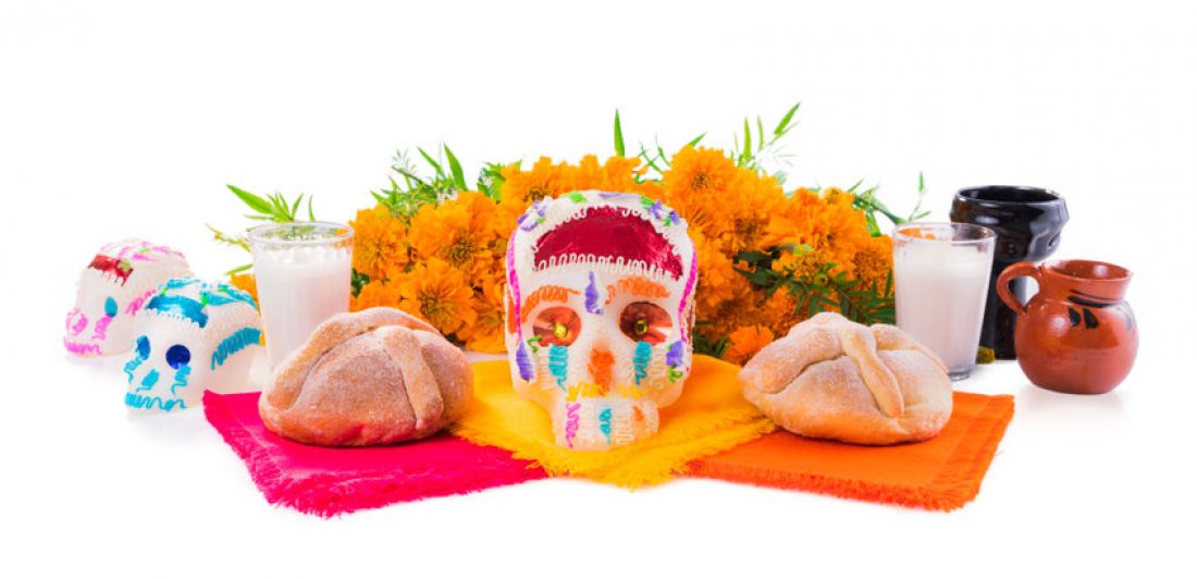Sugar Skull used for altars at “dia de los muertos” in Mexico Image depicting scene representing dia de los muertos