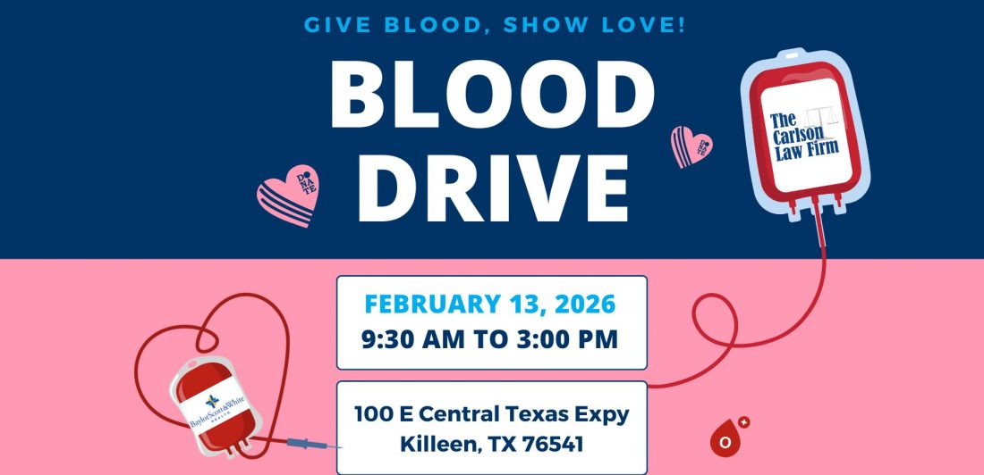 Winter 2026 blood drive at personal injury law firm, Carlson Law Firm