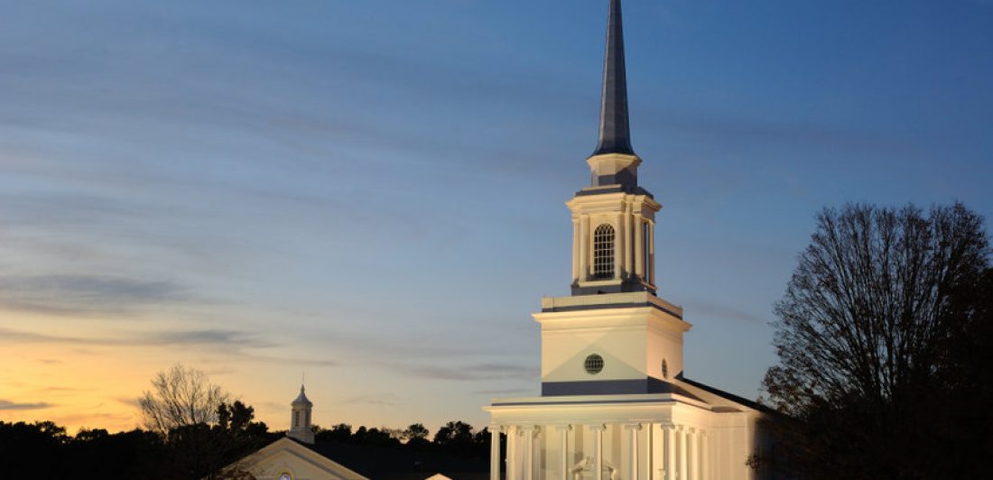 Steeple of a southern Baptist Church in rural surroundings. Image of southern baptist church