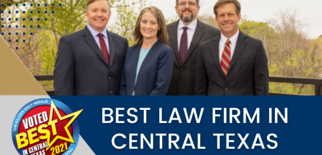 best-law-firm Graphic depicting Carlson Law Firm voted best law firm in central Texas
