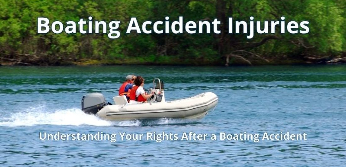 Wide photo of a lake with a recreational boat on a sunny day.