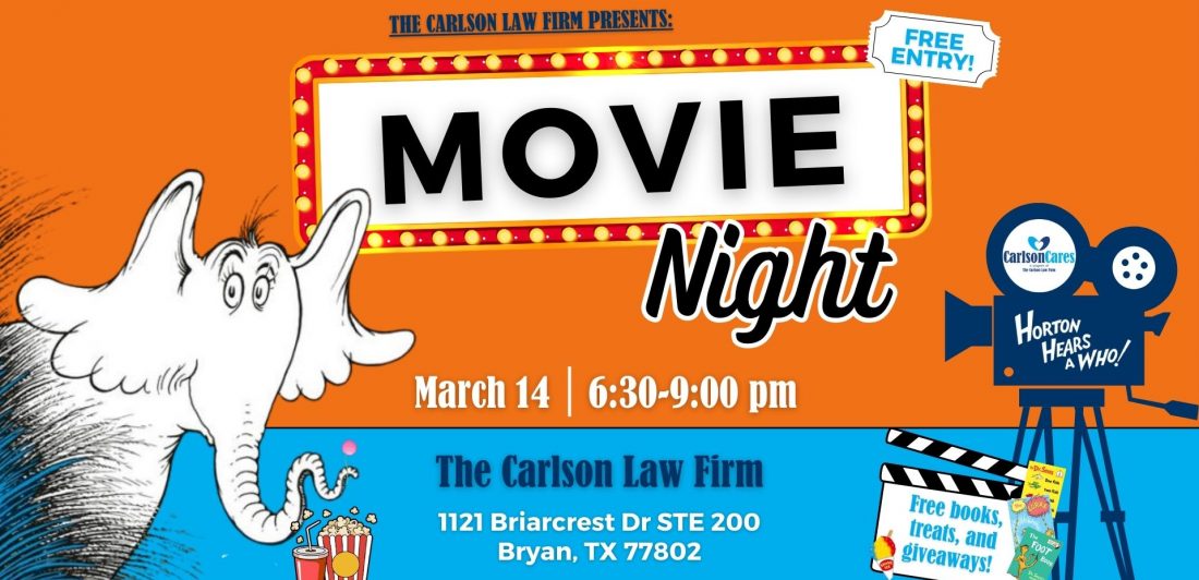 Carlson Cares Bryan Movie Night March 14