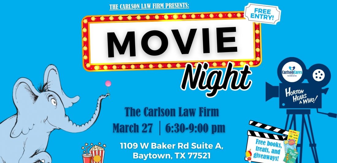 Carlson Cares Baytown movie night March 27