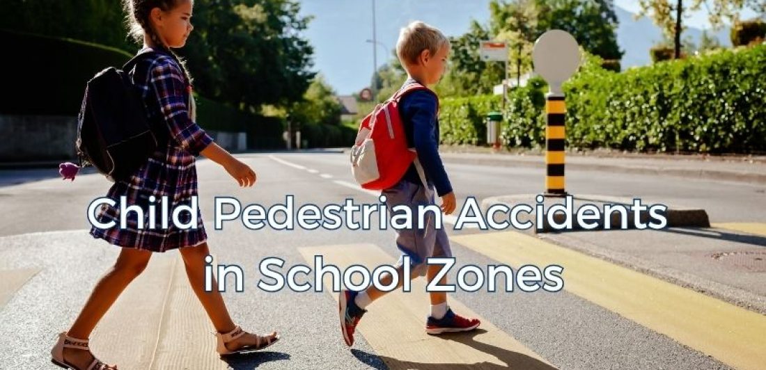 Children crossing a street in a school zone.