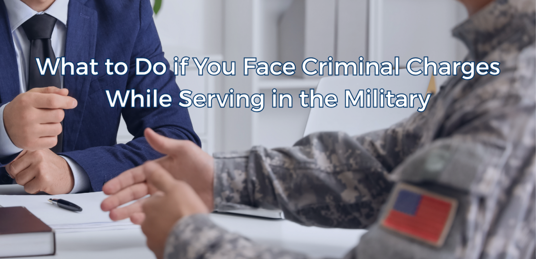 Military service member meeting with an attorney in an office.