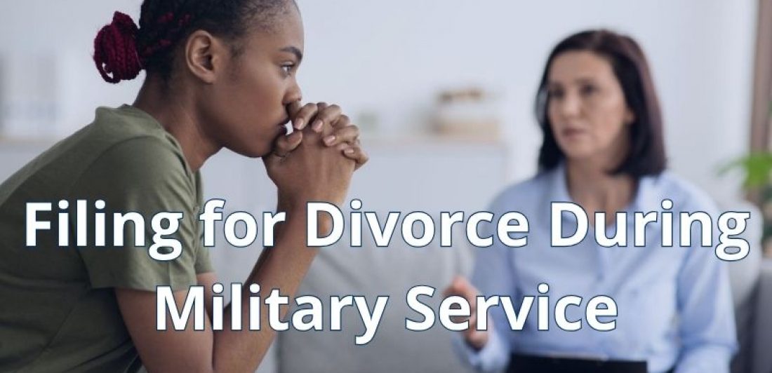 Military service member reviewing divorce paperwork with a family law attorney while learning about Texas residency and jurisdiction requirements.