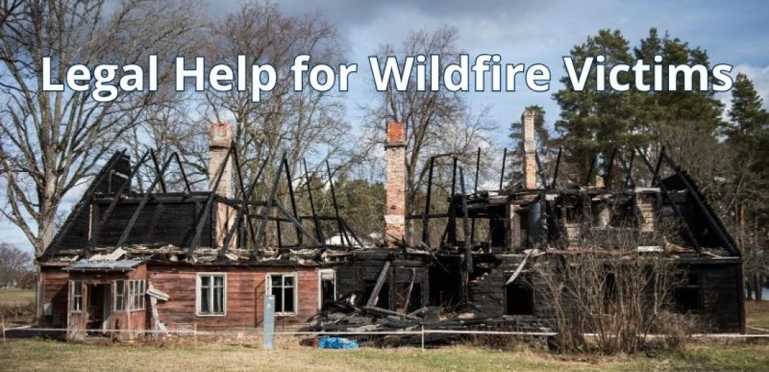 Home damaged by a wildfire representing legal help and recovery options for wildfire victims.