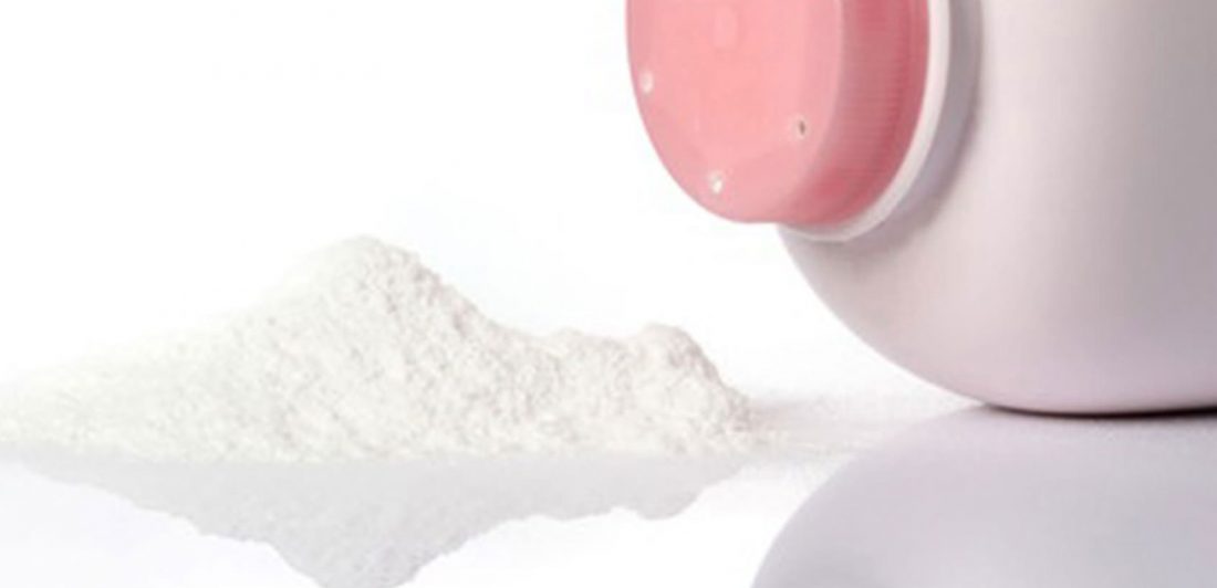 post-talc-ovarian-cancer Image of talcum powder spilling from pink bottle