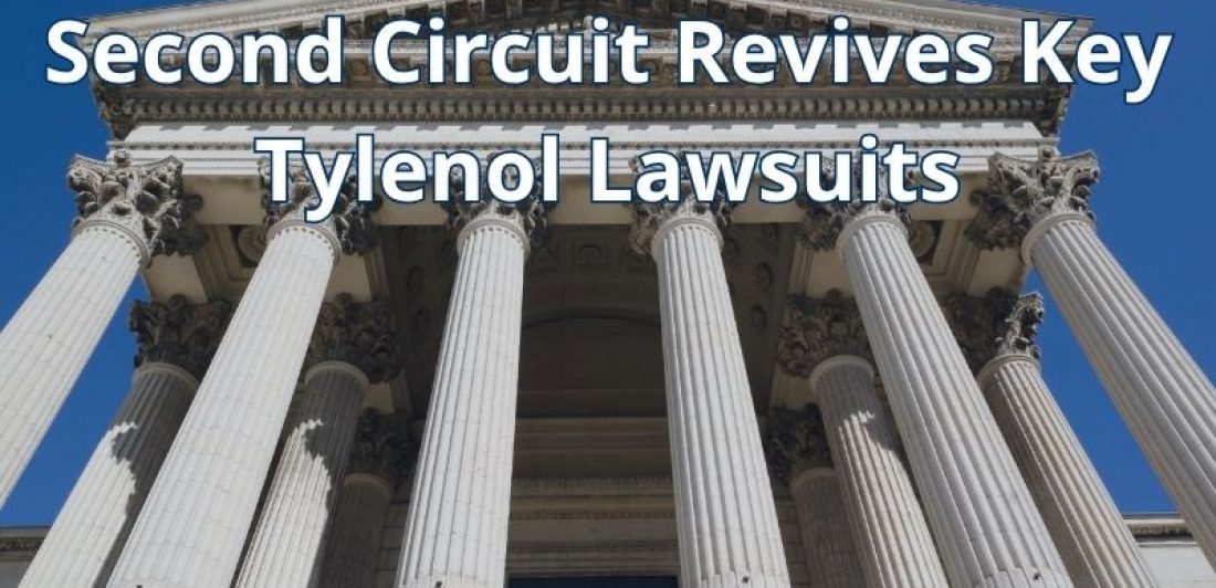 Exterior of a courthouse representing the Second Circuit's decision allowing key expert testimony in the Tylenol prenatal acetaminophen litigation to proceed.