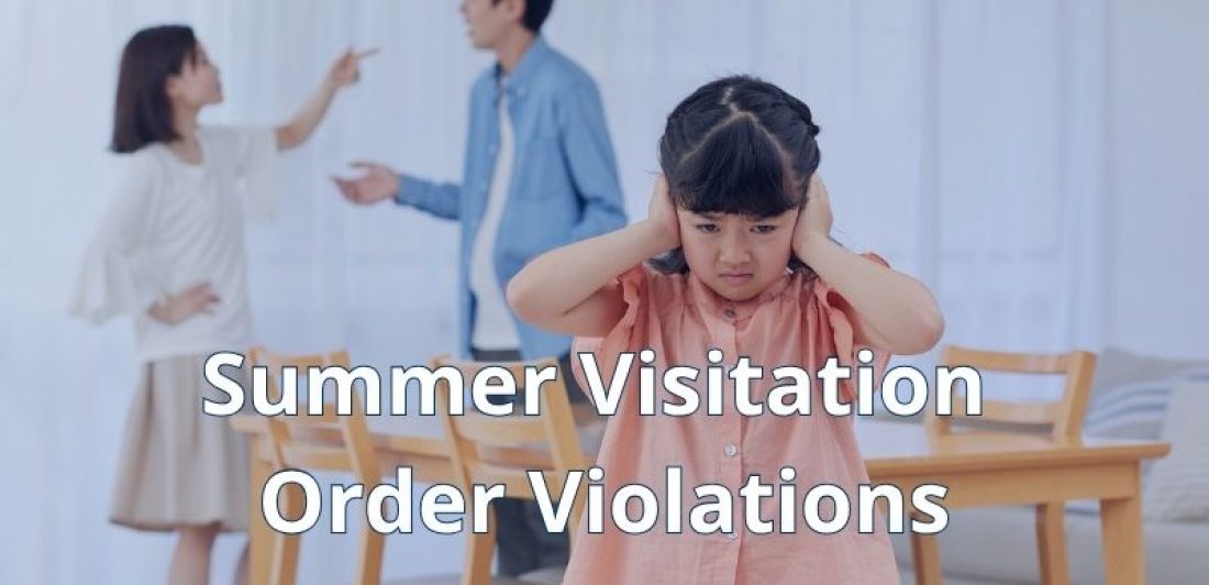 Parent arguing during a child custody exchange related to summer visitation order violations in Texas.