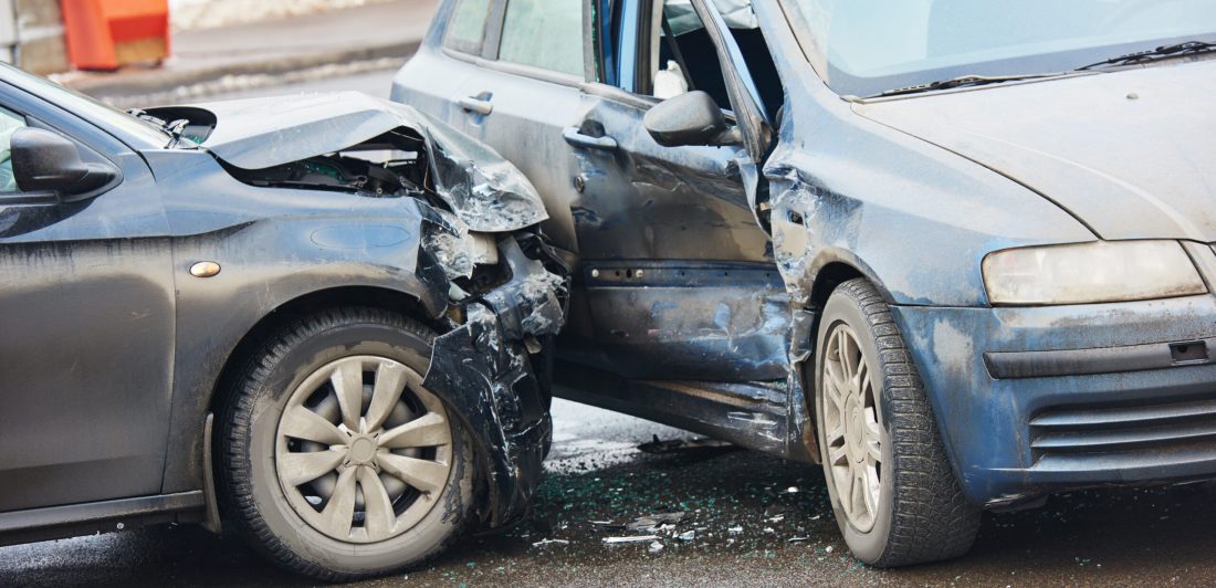 Car crash accident on street Image of two cars in an accident